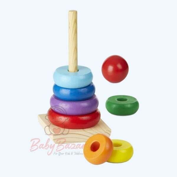 Rainbow Tower Wooden Stack Folding Puzzles Educational Toys for Toddler Kids