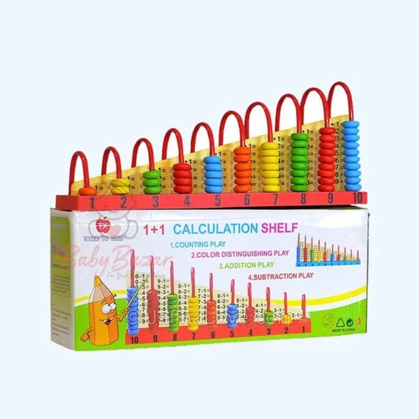Wooden Double-Sided Calculation Shelf Abacus with Counting Addition Subtraction Math Toy for Kids