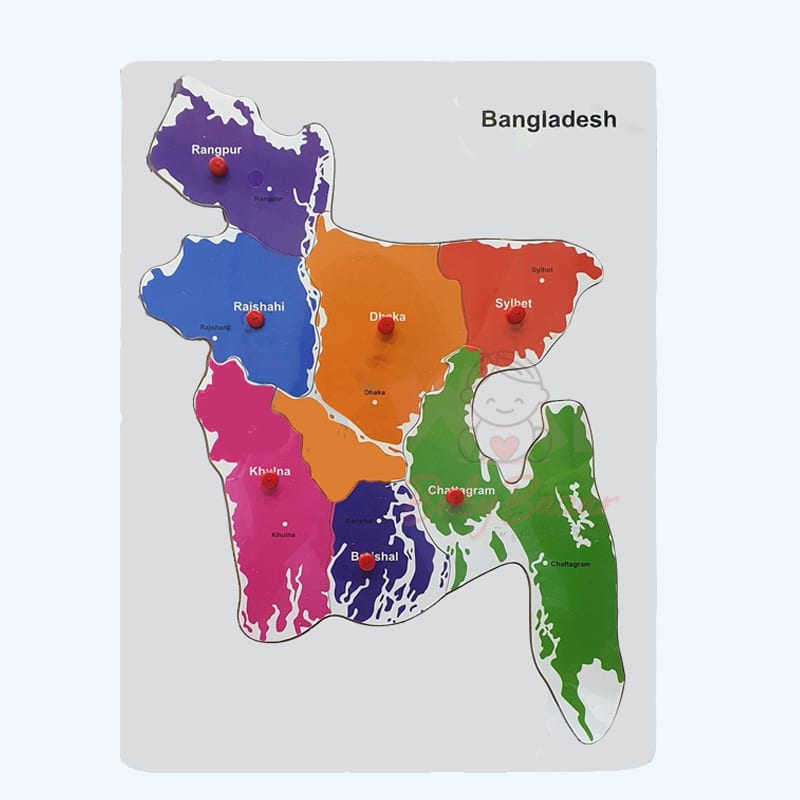 Educational Wooden Toy Pin Board 40 CM - Bangladesh Map