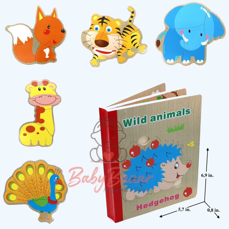 Educational Wooden Book Puzzle Wild animals