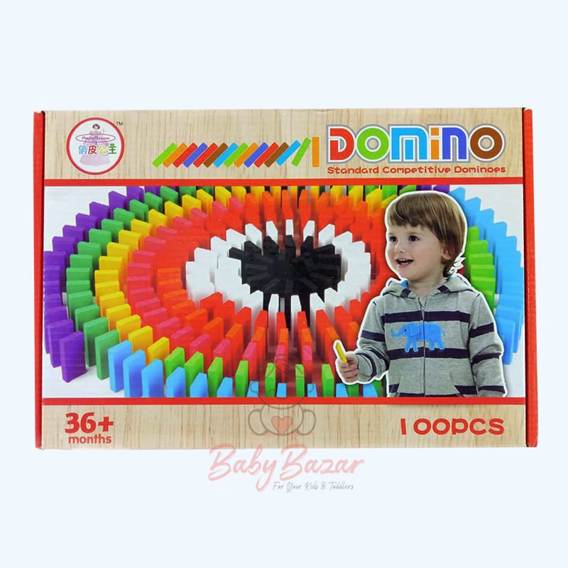 Domino Set for Kids Building Wooden Blocks 100 Pcs