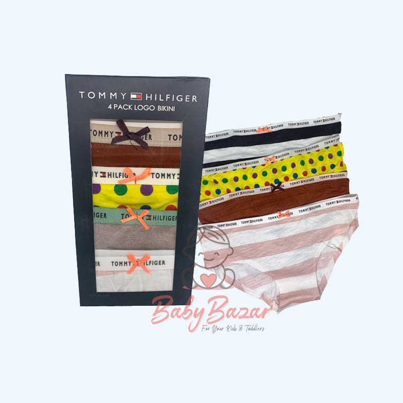 Tommy Hilfiger Women's Solid Cotton Bikini Underwear Panty 4 Pcs Box