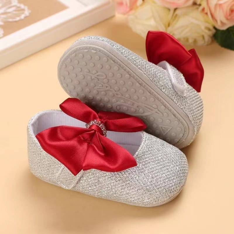 Baby Girls Flats Anti-Slip Rubber Sole Bow Toddler Princess Dress Shoes 333