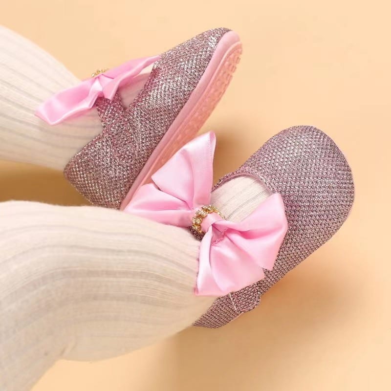 Baby Girls Flats Anti-Slip Rubber Sole Bow Toddler Princess Dress Shoes 334