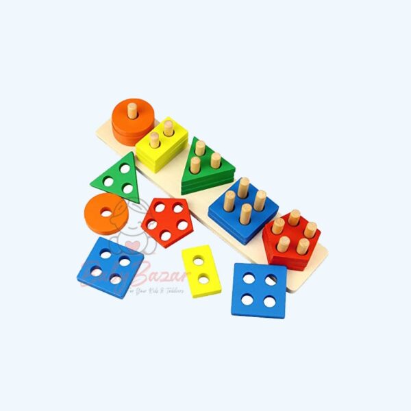 Geometric Five sets of column wooden educational Toys