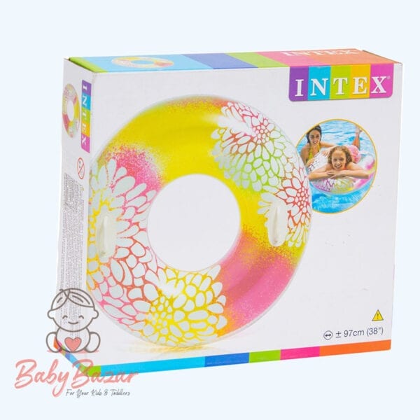 Intex Color Inflatable Flower Transparent Swim Tube Ring 97 CM F1 58263CC