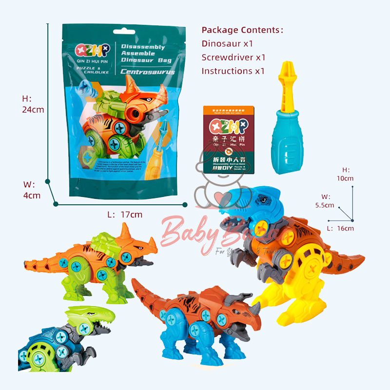 Assemble the mechanical Dinosaur Screw Driver Nut Toys Bag Packing