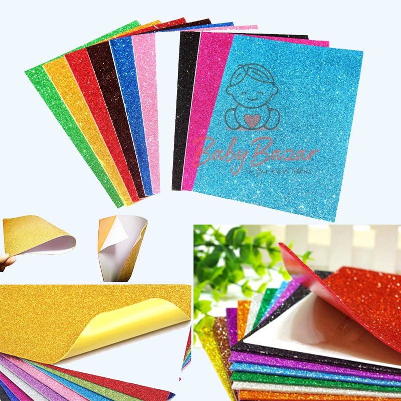 A4 Size Glitter Foam EVA Sheet for Art & Craft, DIY Work Scrapbooking & Paper Decoration 10 Sheet Packet