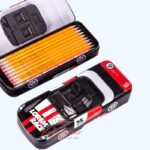 Creative Open Sports Car Shape Printed Metal Pencil Box B687