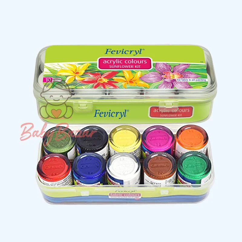 Fevicryl Acrylic Colors Sunflower kit 15 ml 10 Shades Box
