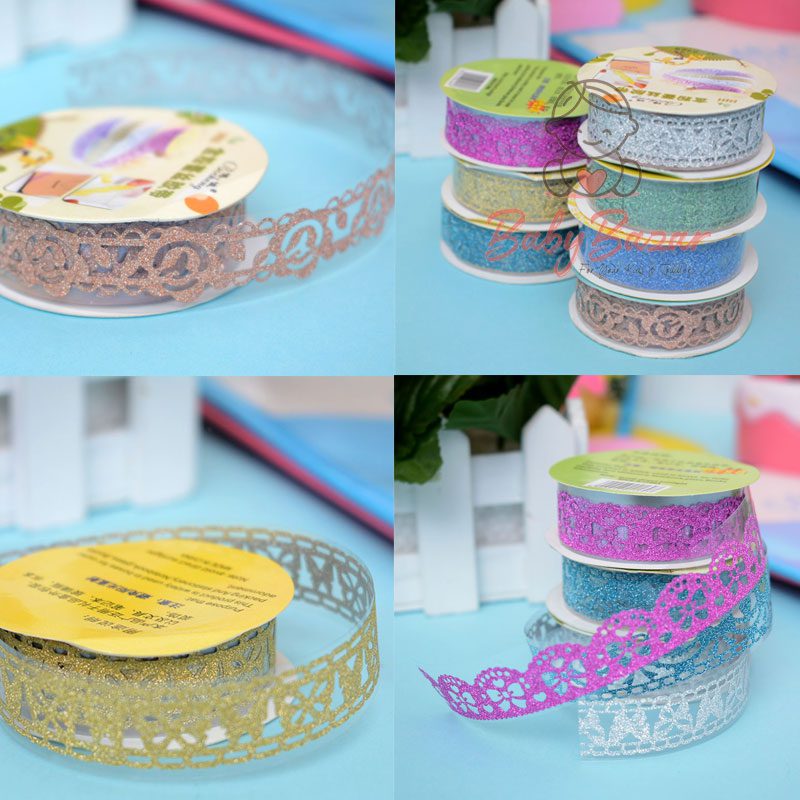 1m Kawaii Glitter Matte Lace Tape Book Decoration Washi Tape