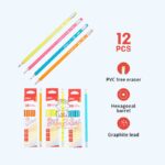 Deli Graphite Pencil 2B With sharpener and Eraser - 12 Pcs