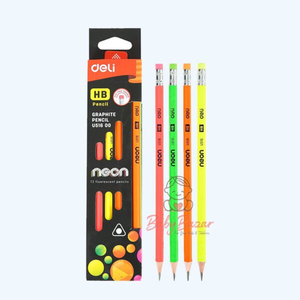 Deli Neon HB Graphite Pencil 12 Pcs