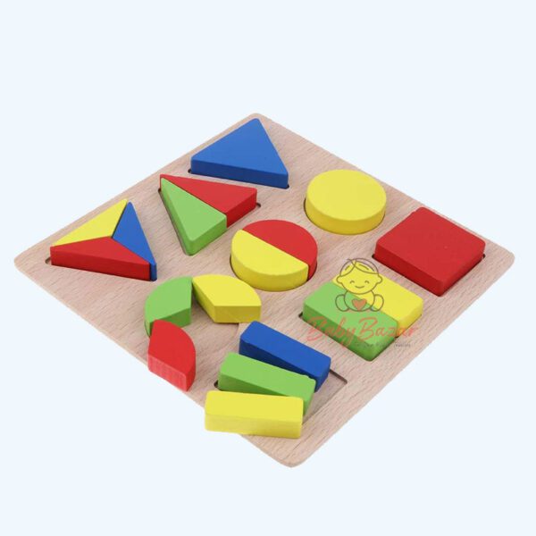 9 Pieces Colorful Triangle Shape Blocks Wooden Geometry Puzzle Kids Shape Cognition Toy Set