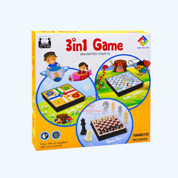 3 in 1 Board Game Magnetic Ludo and Snake Ladders and Chess