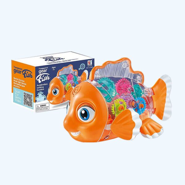 Transparent Gear Fish Toy Musical and Lightening