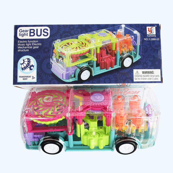 Transparent Gear BUS Toy with Lights and Music