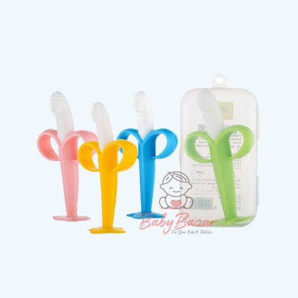 Baby Safe Banana Shape Baby Teether Toys Silicone Toothbrush 9337 Xierbao