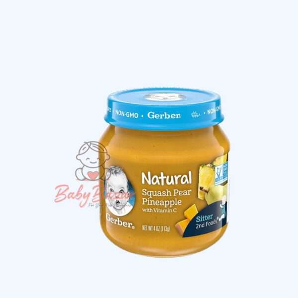 Gerber Natural Glass 2nd Foods Squash Pear Pineapple with Vitamin C Baby Meals 113g