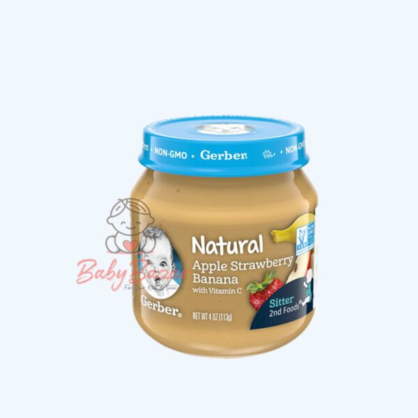 Gerber Natural Glass 2nd Foods Apple Strawberry Banana with Vitamin C Baby Meals 113g