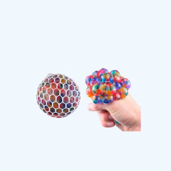 Stress Relief Squishy Squeeze Ball Mesh Toy With Beads