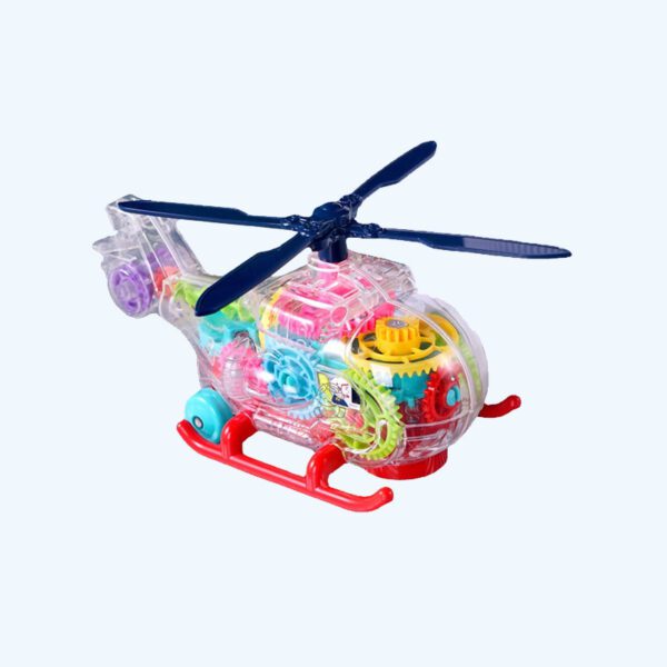 Transparent Mechanical Helicopter Toy for Kids with Gear Technology 3D Light,Musical Sound & 360 Degree Rotation
