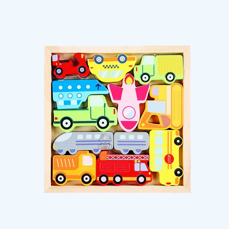 Educational Wooden Toy Vehicle Shaped Puzzles